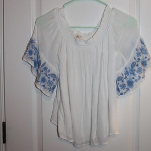 Off the Shoulder Embroidered Long Sleeve